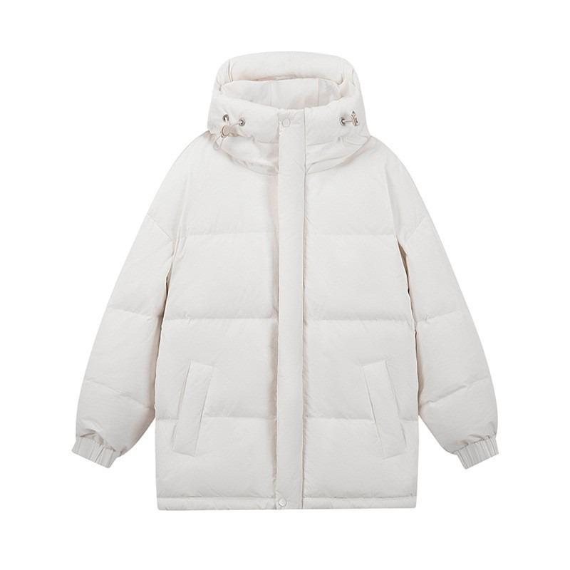 90% white duck down jacket men's and women's winter hooded loose solid color couple's cold jacket men's