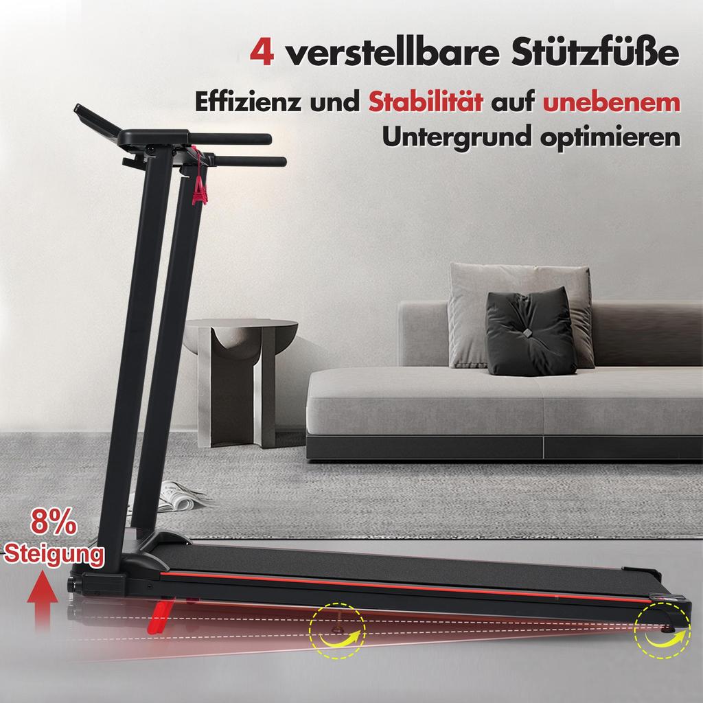 Treadmill with 8% Incline, Portable Home Treadmill, Foldable Treadmill (1–12 Km/H, 120 Kg Capacity, 3.0 Hp)