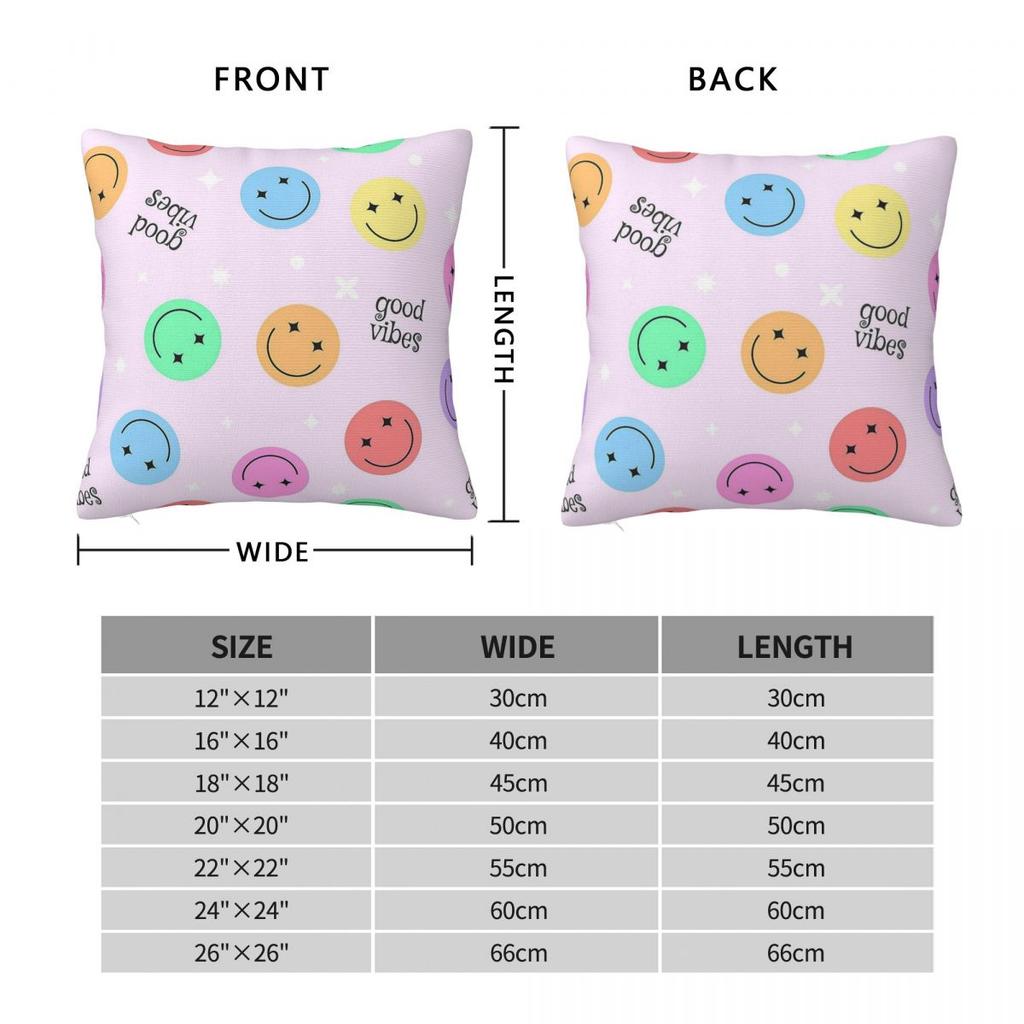 Aesthetic Pastel Good Vibes Square Pillowcase Polyester Linen Velvet Printed Zip Decorative Car Cushion Cover