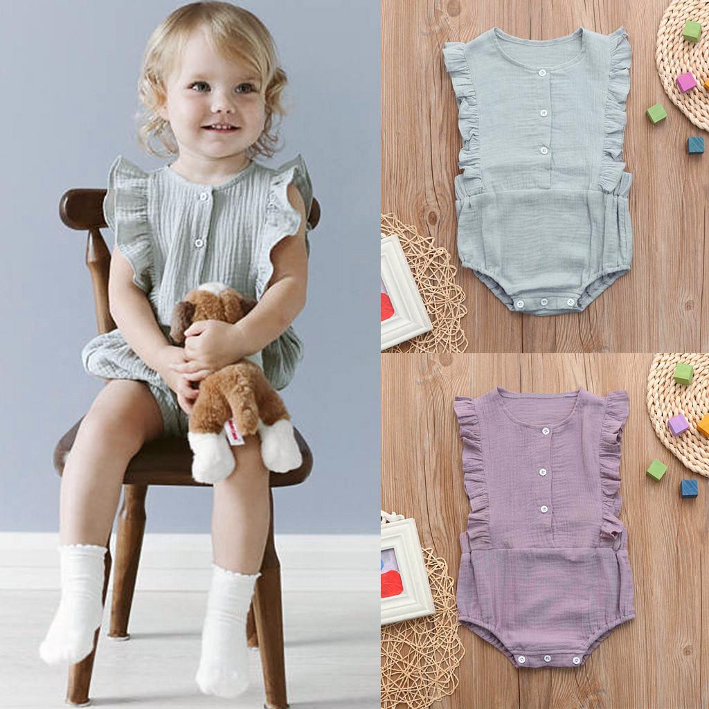 

Комбинезон без рукавов с оборками для новорожденных девочек, комбинезон, одежда