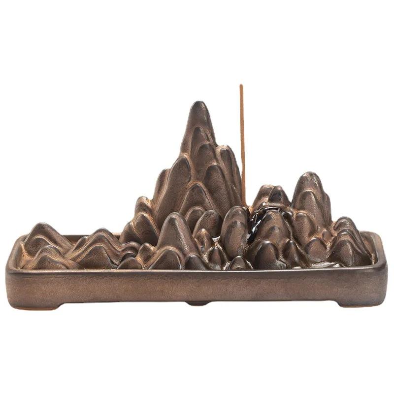 Chinese Back Flow Incense Burner Household Ceramic Rockery Wire Incense Insert Creative Desktop Incense Burner Decoration
