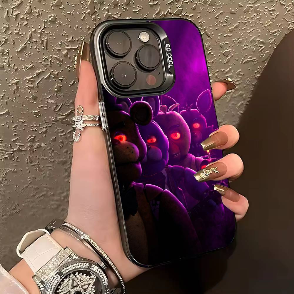 F-Five Nights At -F-Freddys Fnaf Phone Case For iPhone 17,16,15,14,13,12,11 Plus,Pro Max,XS,Colored silver phone case