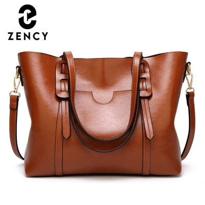 Zency Bolsa de couro macio vintage feminina bolsa tote bolsa de ombro feminina para trabalho