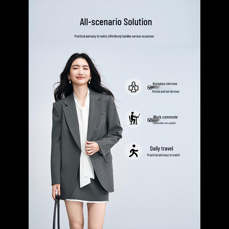 Women's Autumn Professional Grey Suit Set