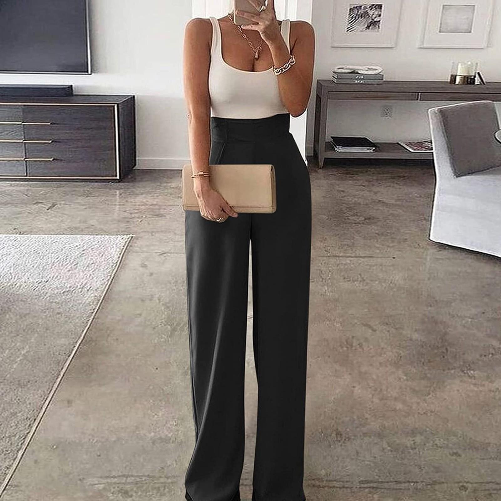 Fashion Women Loose Colour Round Neck Sleeveless Vest Patchwork Jumpsuit L чёрный