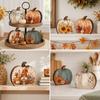Autumn Tiered Tray Decor Thanksgiving Fall Pumpkin Table Decoration, Rustic Block Wooden Sign, Vintage Desktop Decorative Wood Signs Farmhouse