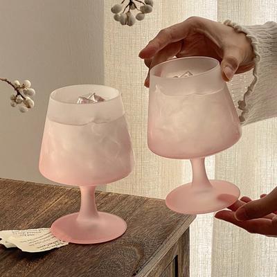 Matte Glass High Footed Glass French Gradient Pink Party Champagne Cocktail Glass Bar Atmosphere Design Wine Glasses Gifts