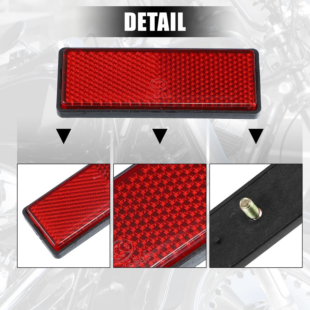 Motoforti 87x32x9mm Front Lower Fork Reflector Sticker Rear Saddlebag Reflective Cover Universal Red with Screw 2-4 Pcs