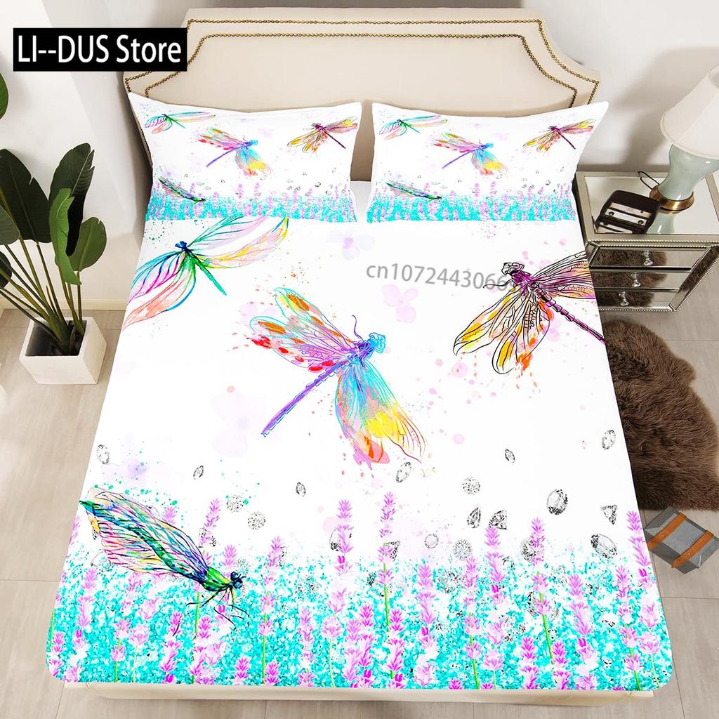 Comforter Colorful Dragonfly Wing Queen Size Bedding Set For Kids Teens Adult Comforter Decoration 3 Pcs Bed Set