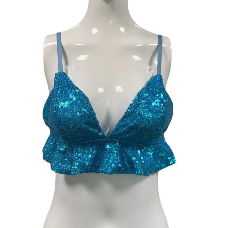 Women's Top Stage Ruffled Halter Top Crop Top