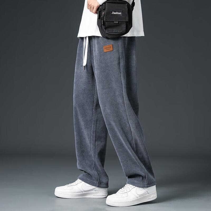 Foss Phil Men's Corduroy Loose-Fit Wide-Leg Straight Casual Pants