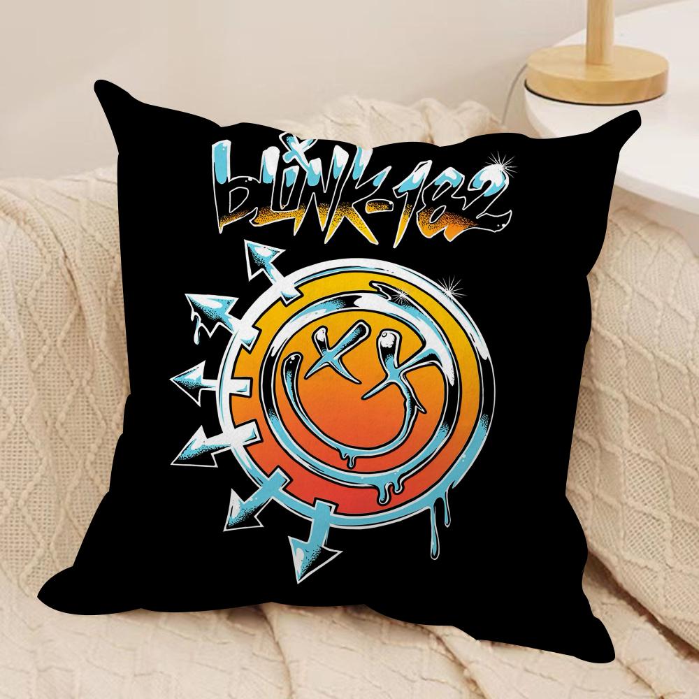 Famous Punk Band B-Blink-182 Cushion Cover Short Plush Double-Sided Print Square Throw Pillow Covers Sofa Home Cushion Decor