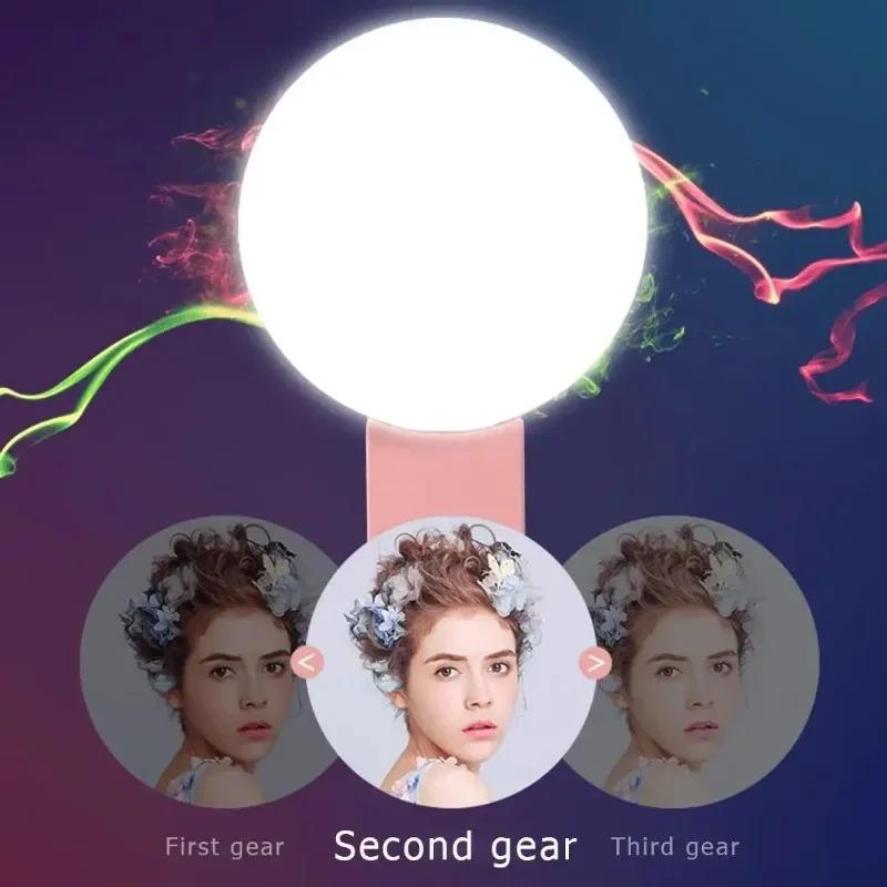 1 Pc LED Selfie Lamp Mobile Phone Lens Portable Selfie Ring Light Clip Mini Selfie Lights USB Charging