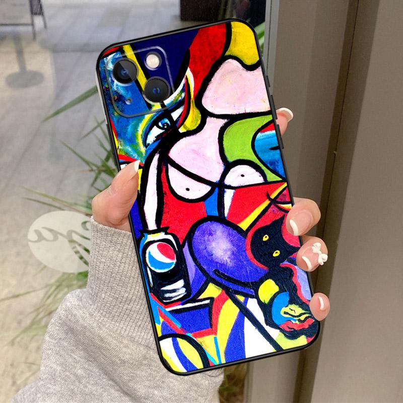Picasso Abstrakte Kunst Malerei Hülle Für iPhone 17 Pro Max 16 15 13 12 11 14 Pro Max Plus 13 12 Mini 16e 17 Air Rückabdeckung