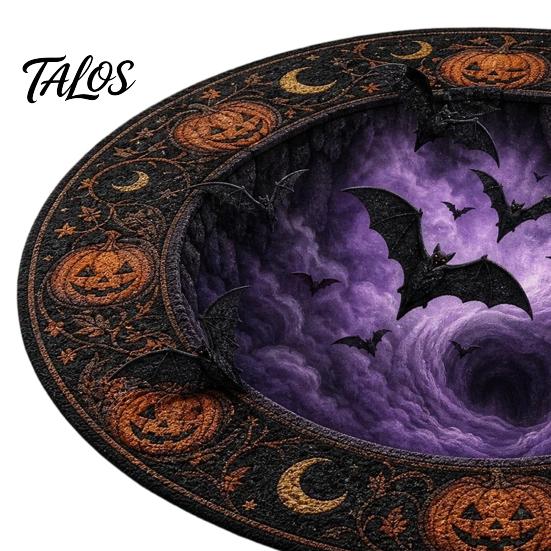 Scary Home Decor Rug Halloween 3D Visual Rug, Creepy Depth Round Area Floor Washable Non-slip Mat for Living Room Bedroom Non Slip Door