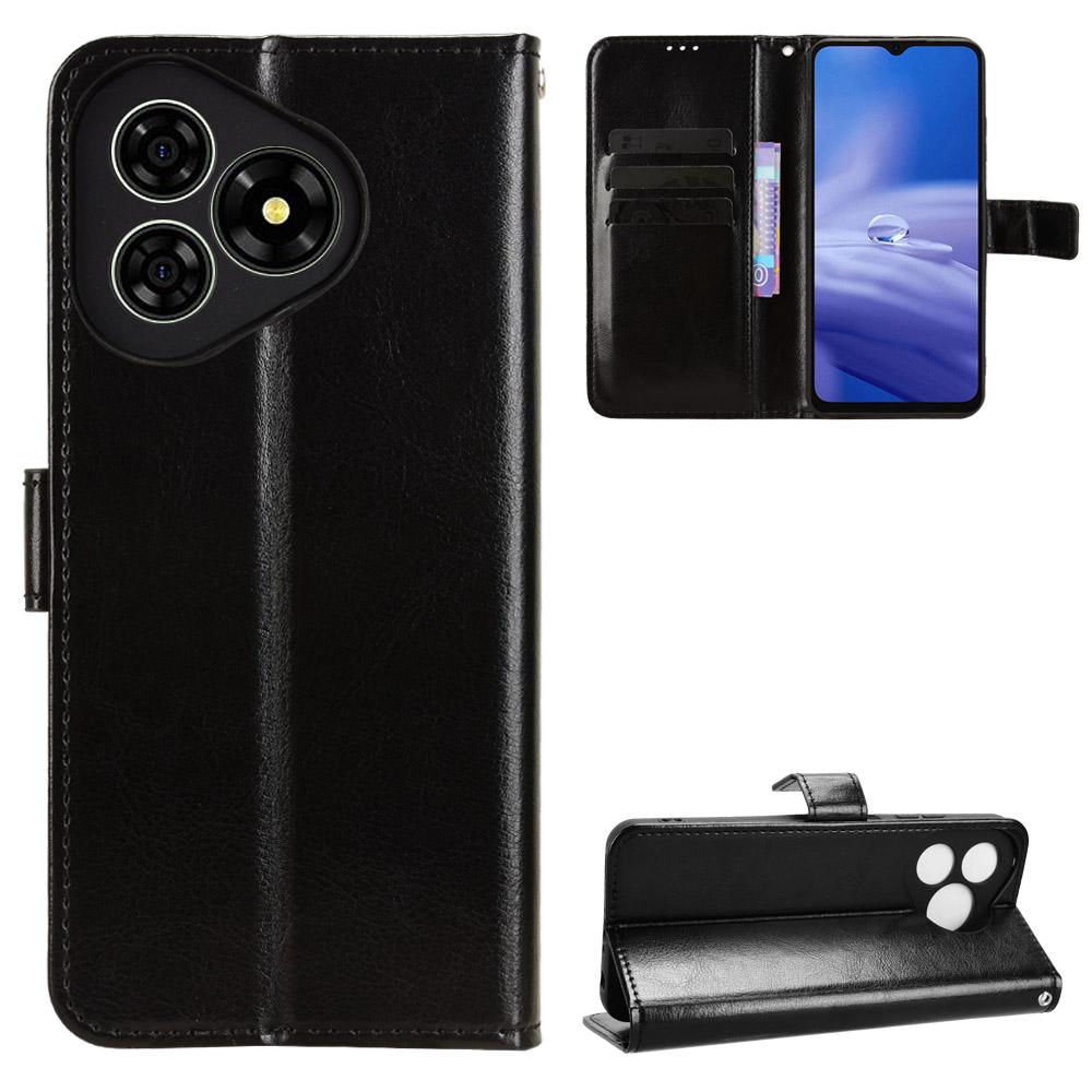 For Ulefone Note 19 PU Leather Case with Strap Crazy Horse Texture Phone Wallet Cover