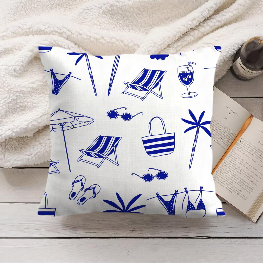 Beach Chair Cushion Cover Soft Short Plush Pillow Cover Smooth Cozy Texture Aesthetic Cushion Case Home Decor