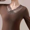 Tops for Women Pullover Long Sleeve V-neck  Autumn Winter Warm Slim Thickened Lace Top