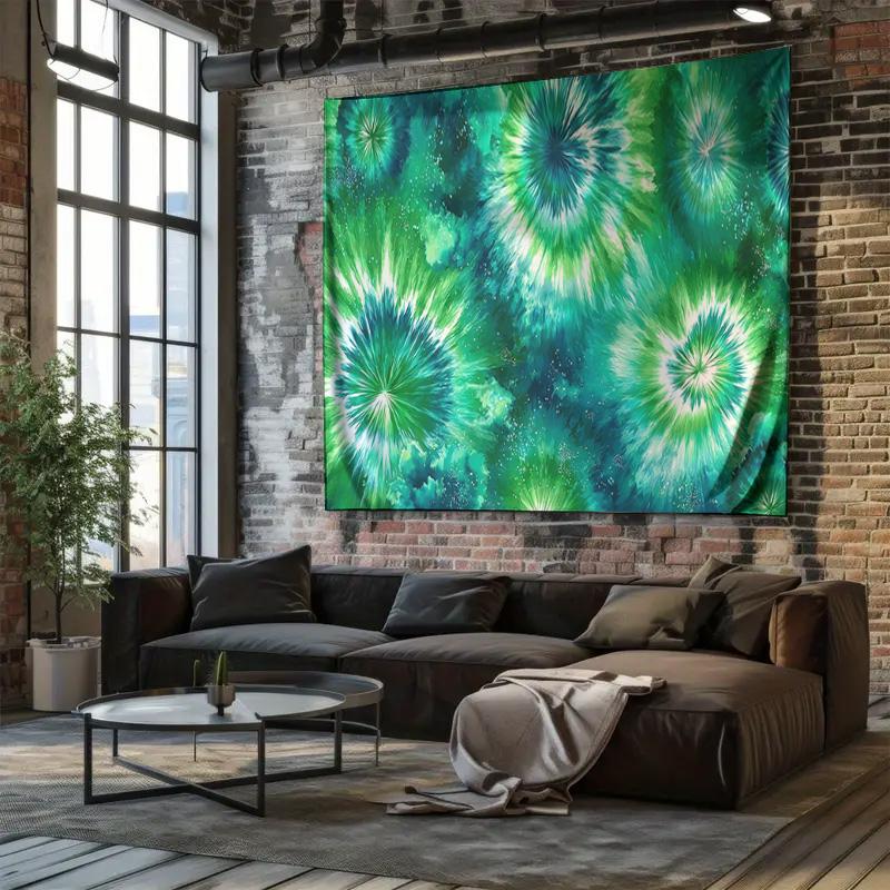 Traumhafter Grün-Blau-Farbverlauf Abstrakte Kunst Wandteppich Top-Wahl für Schlafzimmer Wohnzimmer Dekoration Stoff-Hintergrund