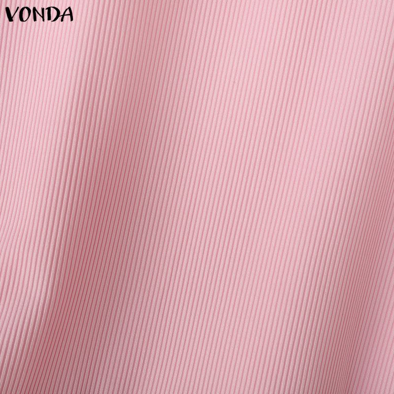 VONDA Women Stand Neck Short Sleeve Bow Knot Rib Casual Cropped Blouse Tops
