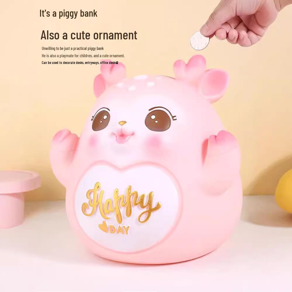 

New Deer Cartoon Large Piggy Bank: Net Red Savings Bank for Girls, Kids Gift Deposit and Withdraw