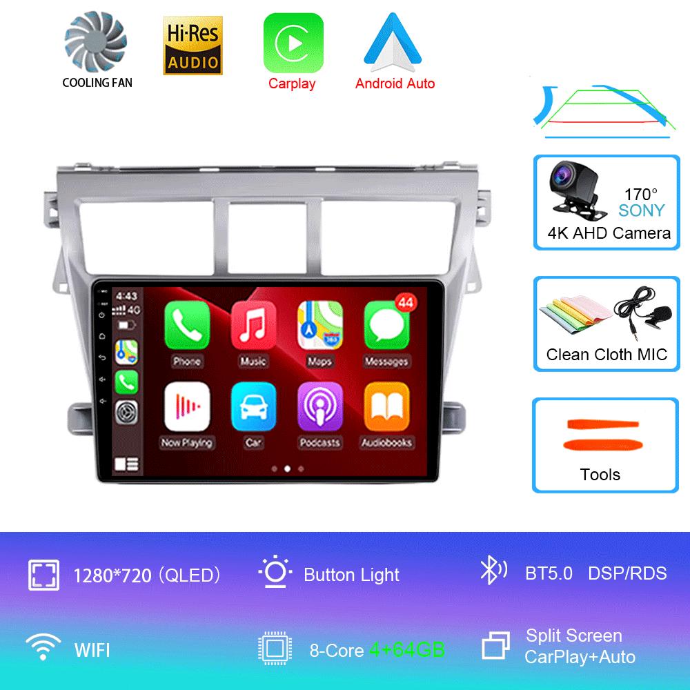 Android 14 For Toyota VIOS Yaris 2007 2008 2009 2010 - 2012 Car Radio GPS Carplay Multimedia Player Navigation Stereo Auto Audio