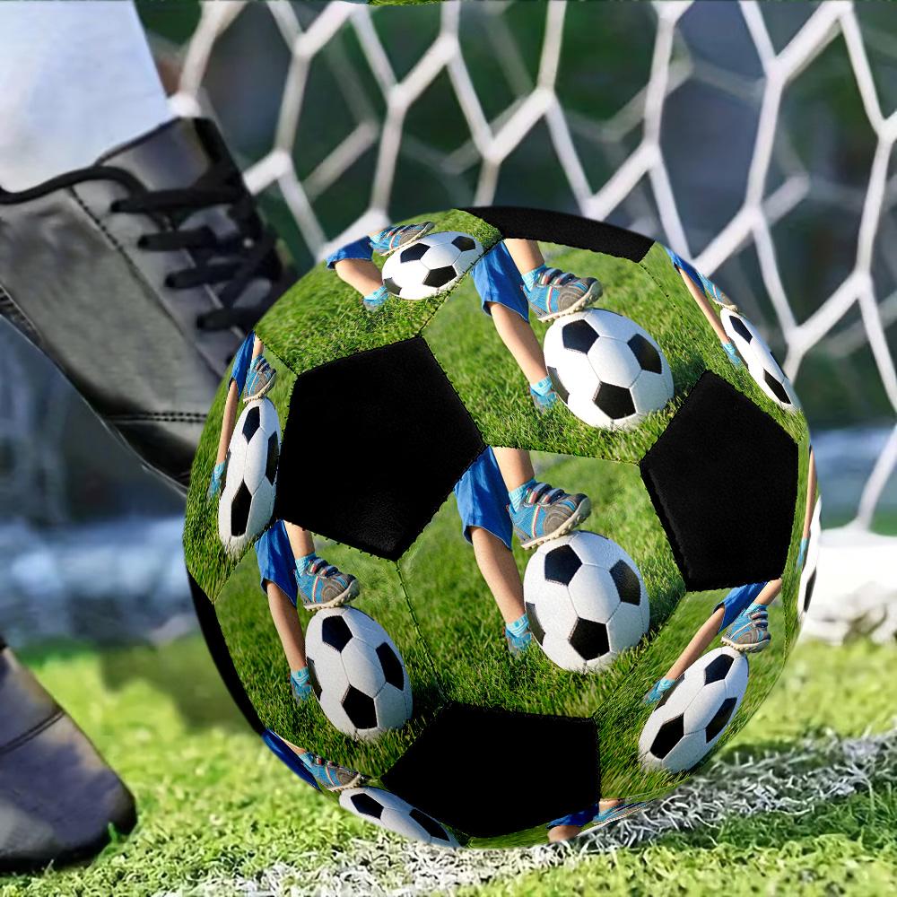 Soccer Ball Grass Customize photos Size 5 Soccer Ball Machine-Stitched Indoor/Outdoor Universal Football Perfect for Customized Gifts