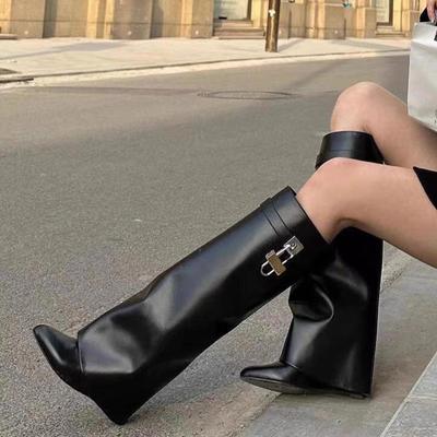 Yinman @fashion Europe and the United States But Knee High Boots Children 2025 New Versatile Pointed Lock Trouser Tube Boots