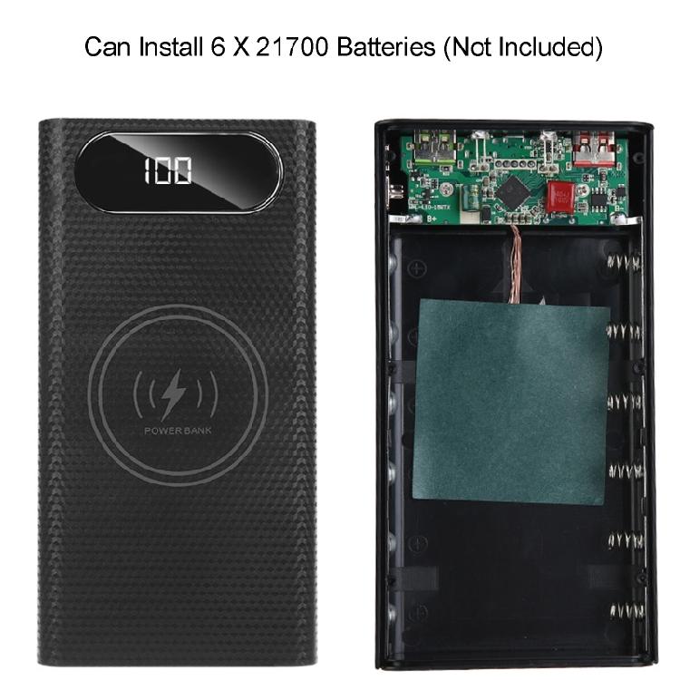 Detachable 5W 10W 22.5W QC3.0 LCD 6x21700 Battery for Case Power Bank for Shell