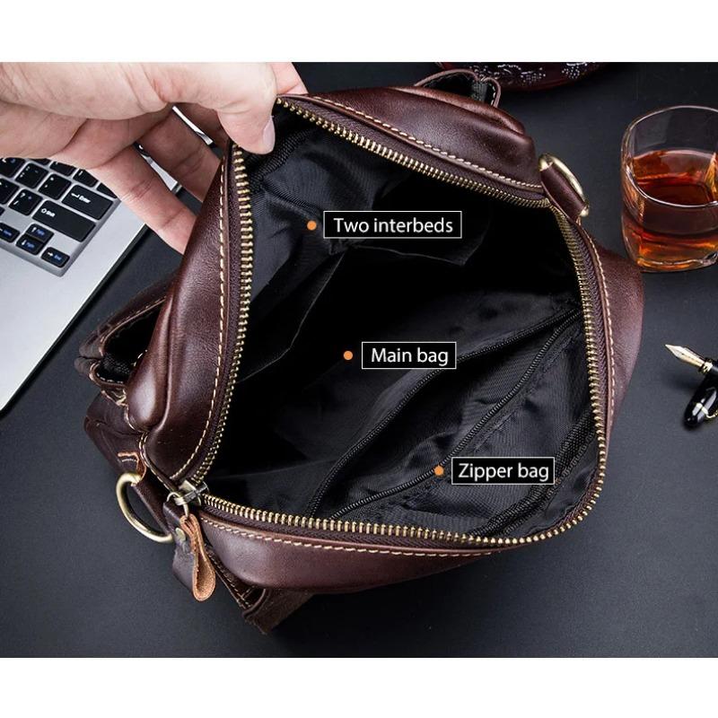 BULLCAPTAIN 2024 Брендовая кожаная мужская сумка Повседневная деловая кожаная мужская — фото 8