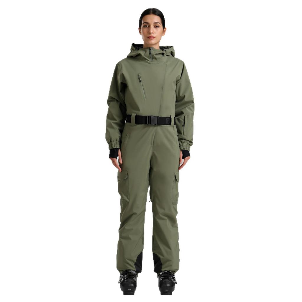Traje de Esqui Profissional Impermeável para Mulheres com Dupla Camada - Conjunto Outdoor Espesso e Quente de Cor Sólida