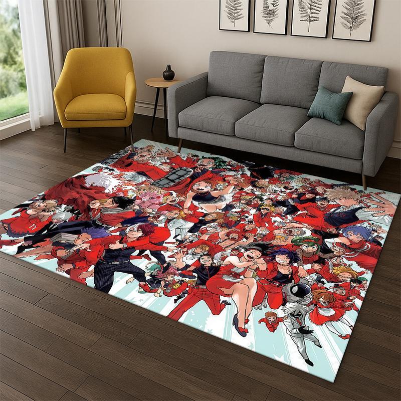 My Hero Academia Deku Bakugou Kreslený Anime Koberec Rohožka do Ložnice Obývacího Pokojí Pohovky Vstupní Rohožka Domácí Dekorace, Dětský Koberec Protiskluzový