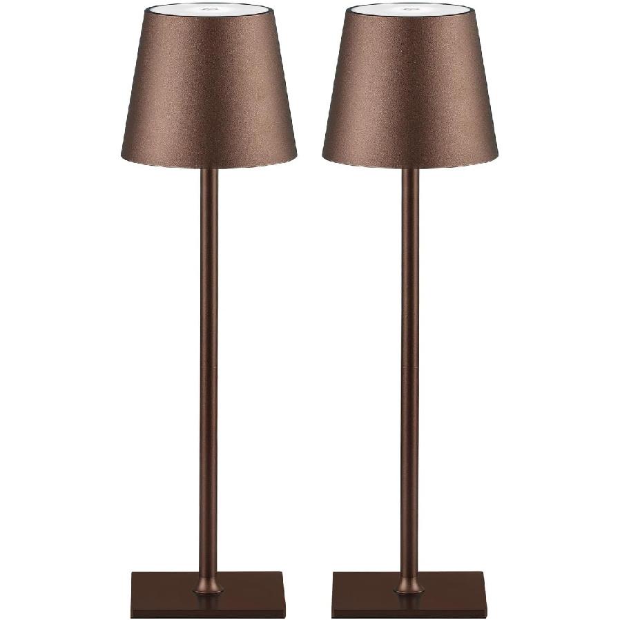 CHLORANTHUS 2 Pack Cordless Table Lamps, 3 Colors Stepless Dimming, 5000mAh Rechargeable Battery LED Desk Lamp for Bedroom/Couple