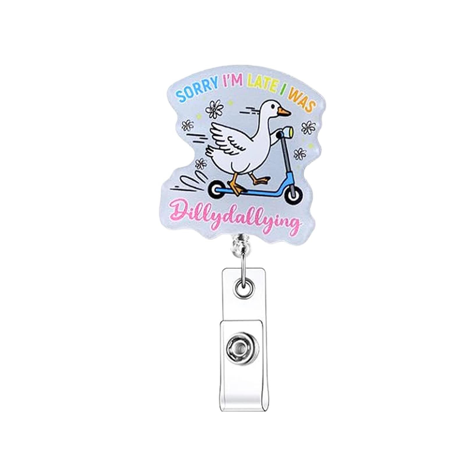 

Cute Cartoon Goose Retractable Badge Reel Nurse Doctor ID Card Holder Funny Animal Badge Clip Office Hospital Staff Name Tag