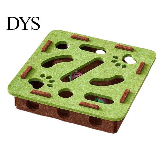 Mentales Stimulations-Katzen-Spielzeug Kratz-Labyrinth Interaktiver Filz-Nagelfeiler Selbstspiel-Box mit Kratzfläche und Spiel 3 Glöckchenbälle für Wohnungskatzen Stimuliert Kätzchen