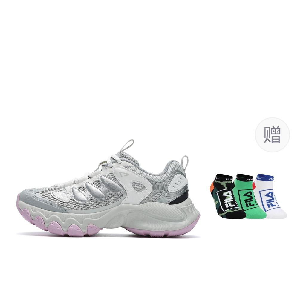 FILA TRUFFLE Fabric Cushioning Abrasion Resistant Breathable Low top Chunky Sneakers Women's Silver F12W521112FFB