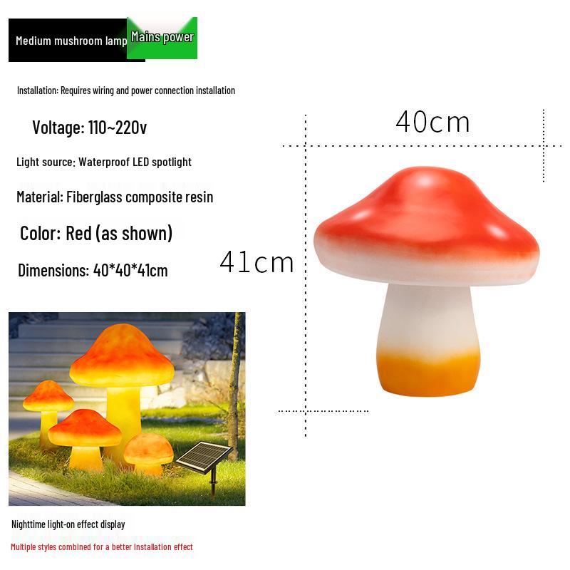 Solar-Powered Waterproof Mushroom Lamp for Outdoor Landscapes
