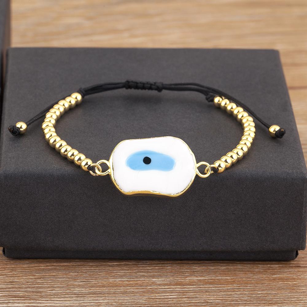 Nidin New Creative Design Evil Eye Charm Chain Bracelets Adjustable 7 Colors For Women Birthday Party Jewelry Accessories Gifts
