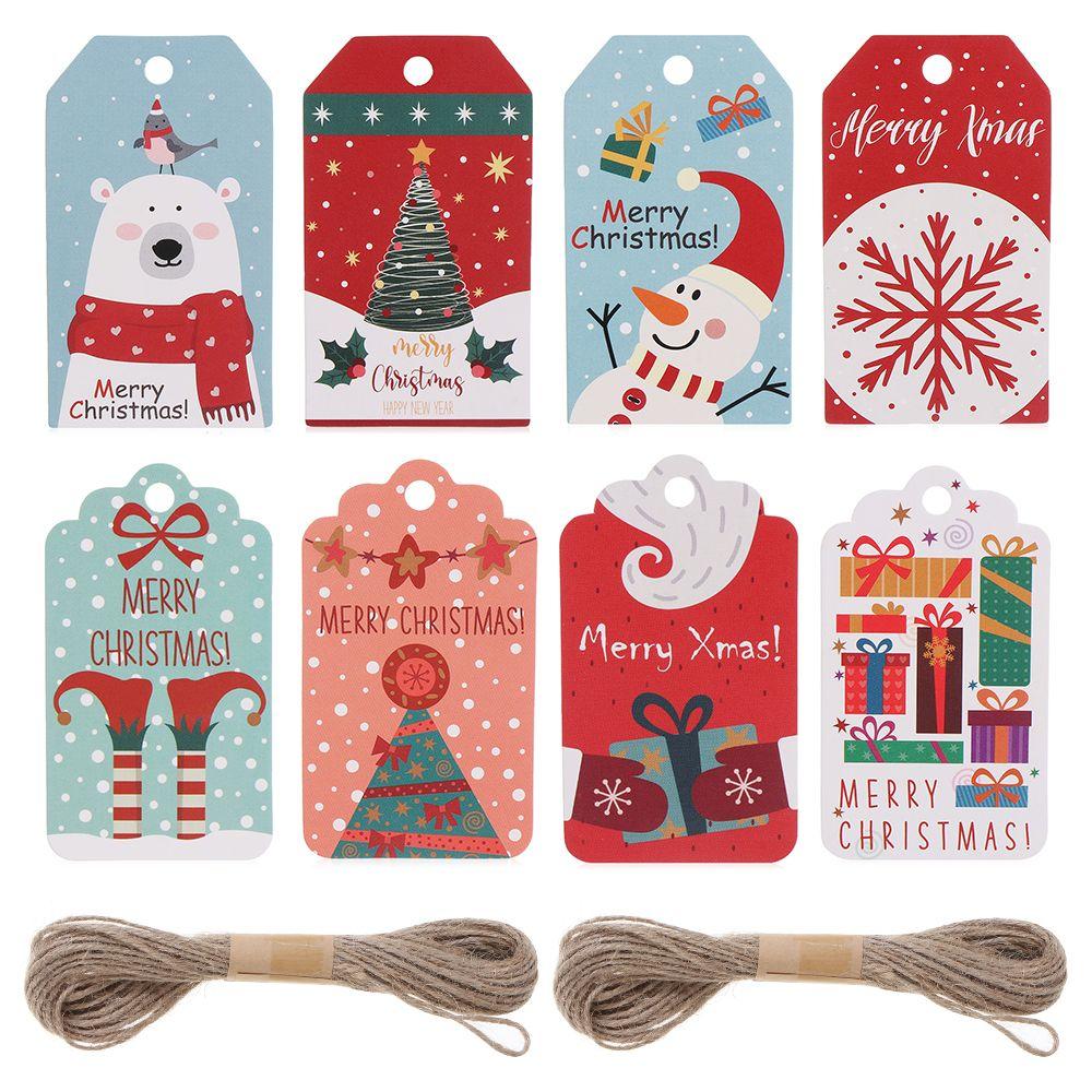 Santa Claus Gift Wrapping with Rope Hanging Label Gift Cards Christmas Paper Tags Xmas Decorations