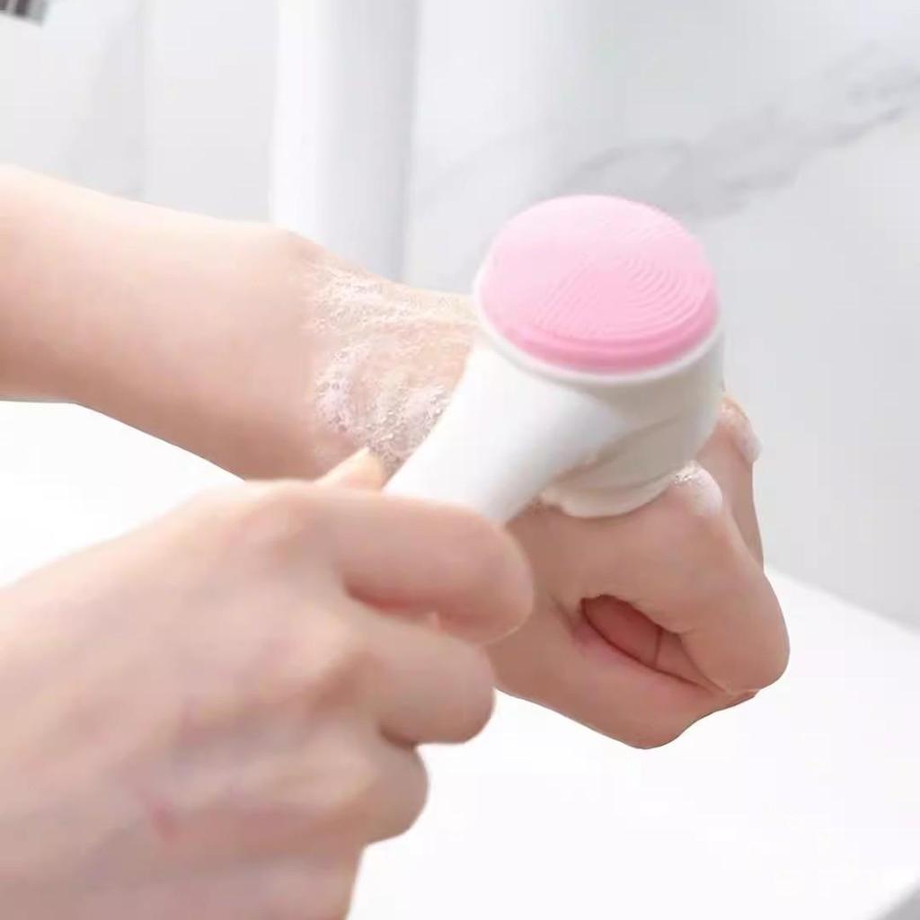 Manuální 3D silikonový oboustranný čisticí a masážní kartáček na obličej s měkkými štětinkami