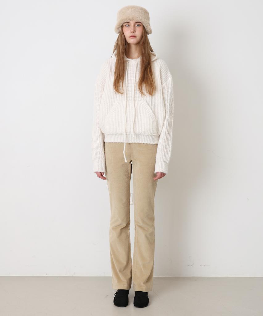 Daenkeudieo Corduroy Semi-Bootcut Pants - Beige