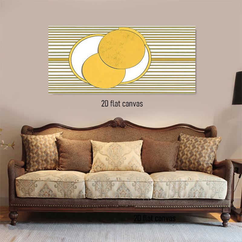 

1pcs Modern Simple Geometric Circular Decorative Painting Yellow Abstract Lines Canvas Painting Living Room Bedroom Entrance Wal (as the picture,50x100cm No Frame)