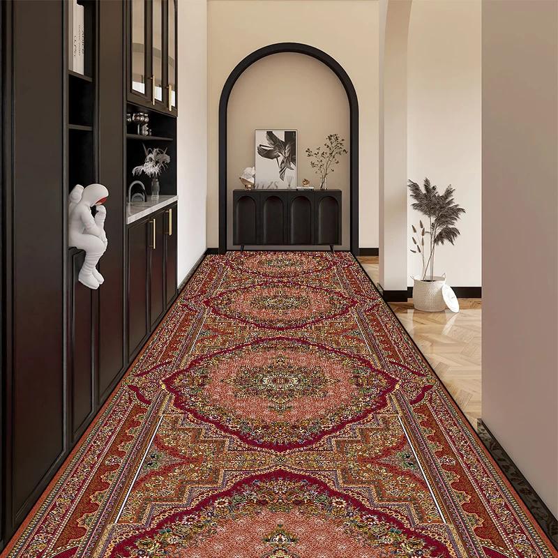 Bohemian Red Long Corridor Carpet Luxury Persia Decoration Hallway Rug Non-slip Easy Cleaning Floor Mat Stairway Runners Carpets