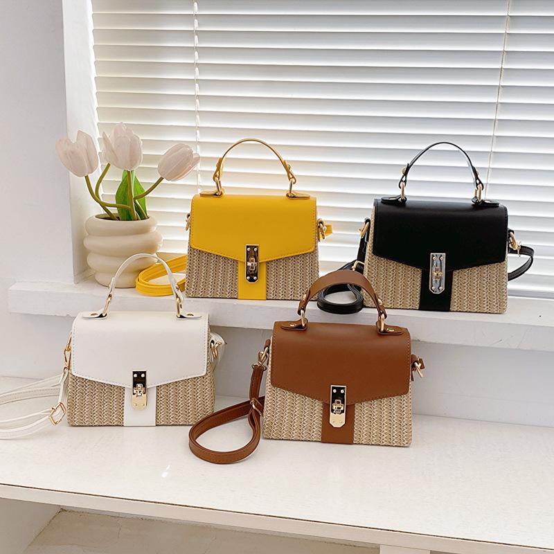 Fashion portable small bag women's bag new fashion texture messenger bag summer straw woven shoulder bag tide