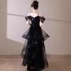 Black evening dress 1011 new banquet host sequined fishtail skirt light luxury niche bar mitzvah catwalk dress