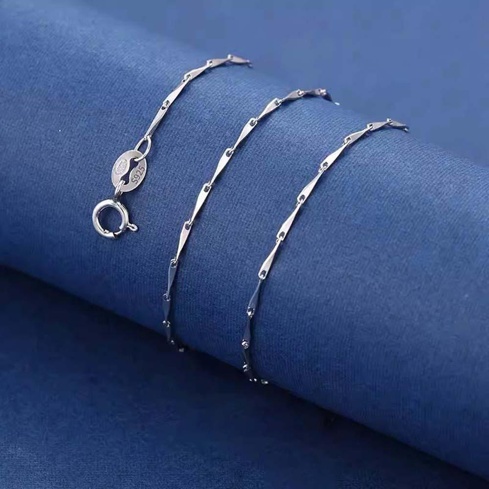 925 Silver Stacked Silver Necklace Zinc Zinc Alloy Collarbone Chain Elegant Glitter Choker Necklace  Bride