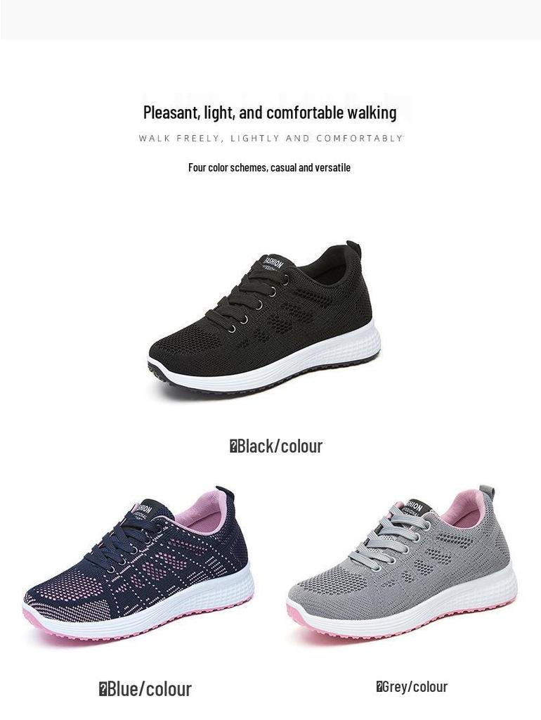 Damen Atmungsaktive Fly-Knit Sneakers, Lässige Vielseitige Schuhe für Mütter mittleren Alters und ältere Mütter