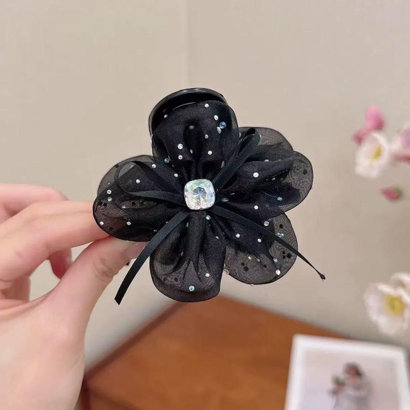 

Елегантний Солодкий Сітчастий Квітковий Затискач для Волосся для Жінок Бант Захоплення для Волосся Затискач Акула Аксесуари для Волосся Подарунок чорний