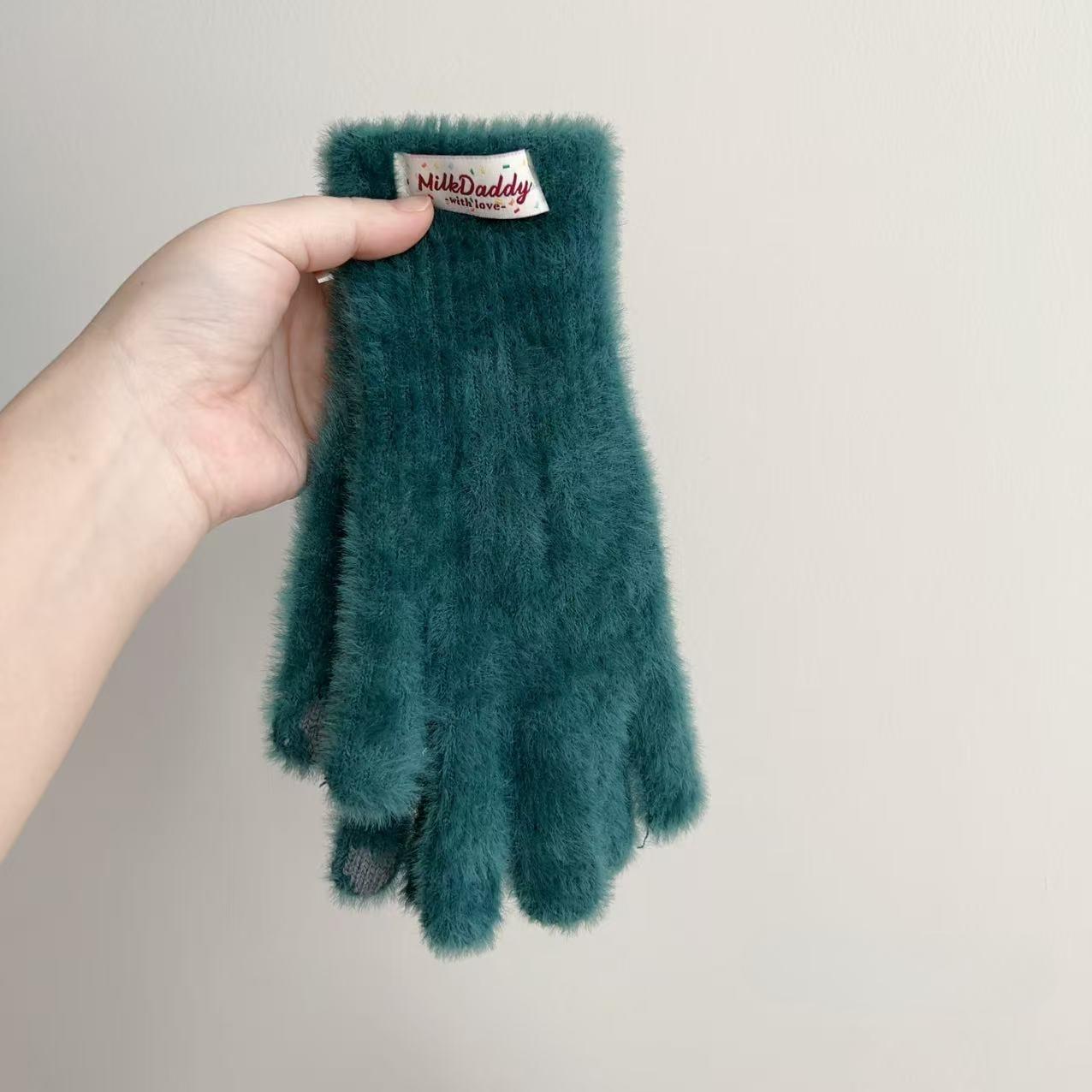 

Осень и Зима Новый Цвет Мягкие Восковые Плюшевые Перчатки Зимние Простые Девичьи Однотонные Длинные Наручные Теплые Перчатки без Пальцев для Женщин one size