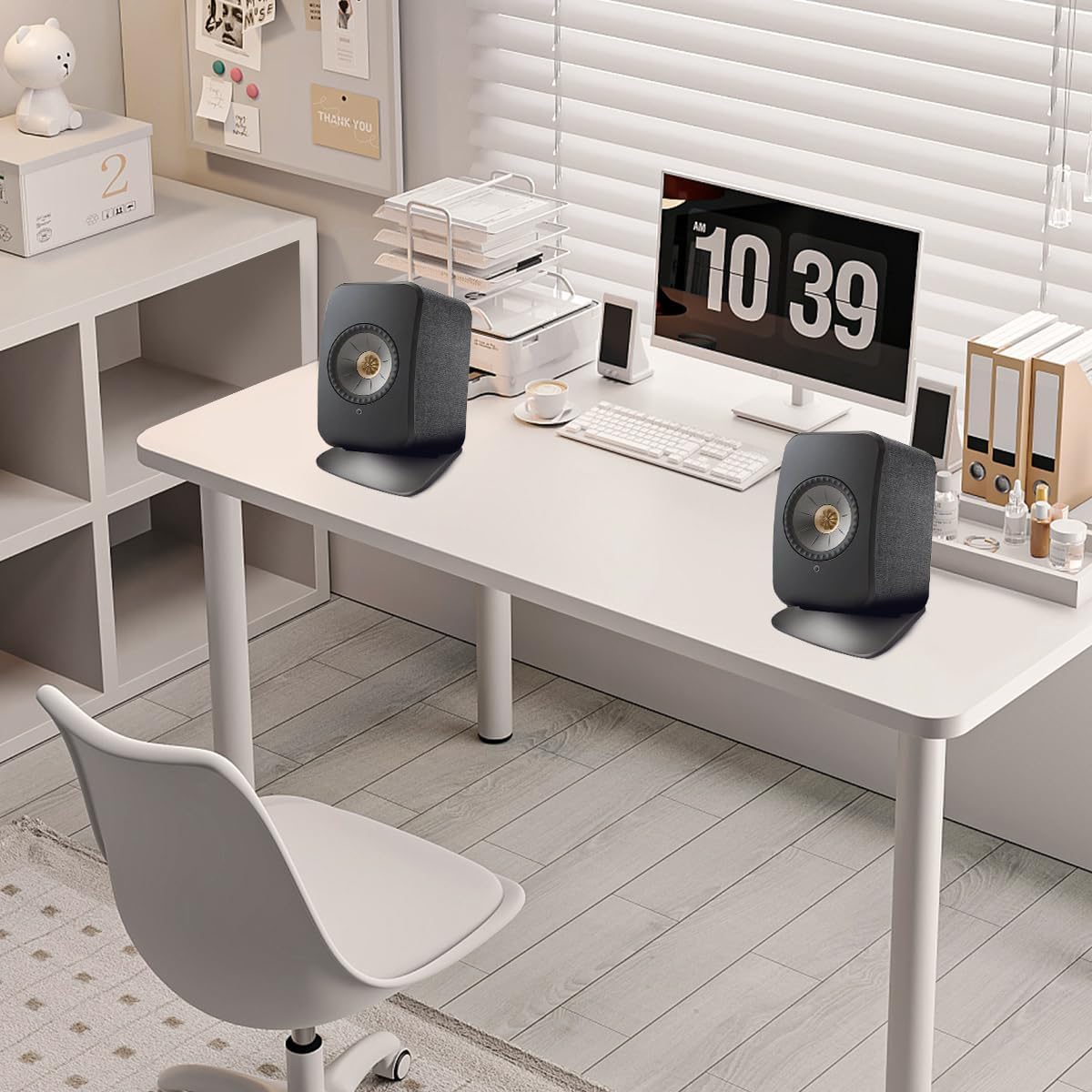 

Metal Desktop Stand Speaker Table Base Stand,Desk Studio Speaker Wedge Desktop Holder for KEF Lsxii Speaker (Black)